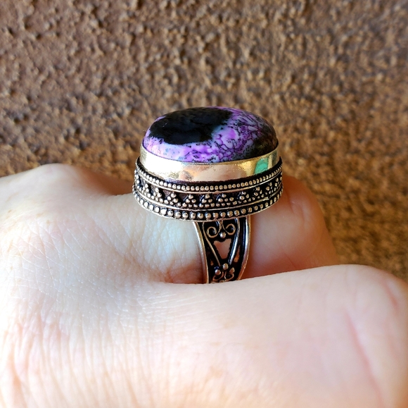 New Unique Dendritic Opal 925 Silver Ring. - Picture 8 of 11